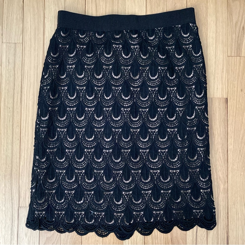 NWT Ann Taylor Black Guipure Lace Evening Skirt size 8 T